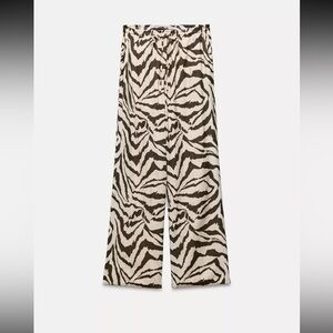 Zara Black and Tan Animal Print Pants